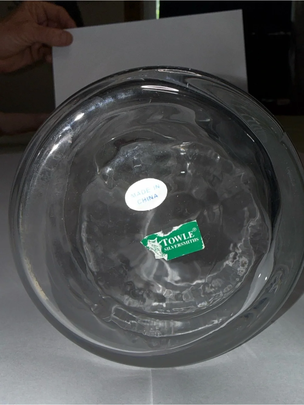 Towle Clear Crystal Decanter Stopper Silver Swirl Green Towle Label LIKE NEW